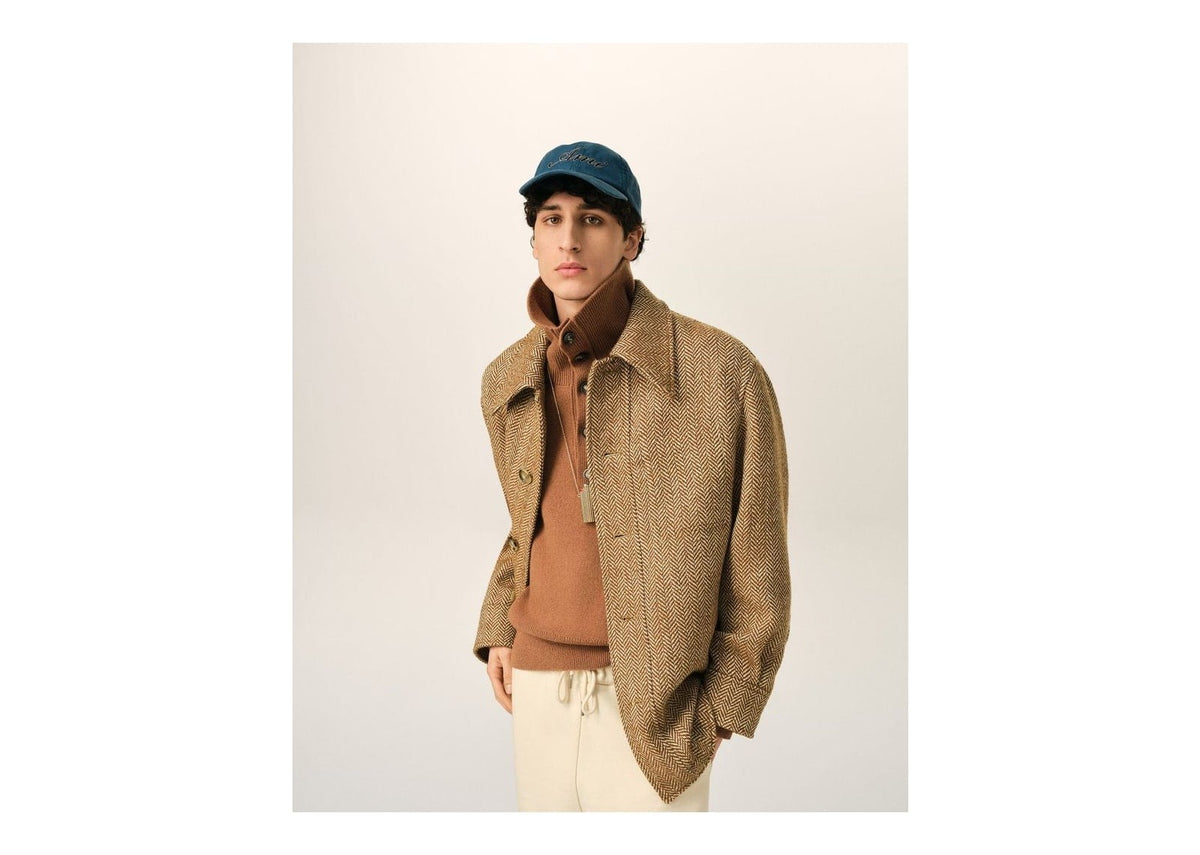 Ami Paris Wool Button-Down Jacket Chocolate Brown/Ivory