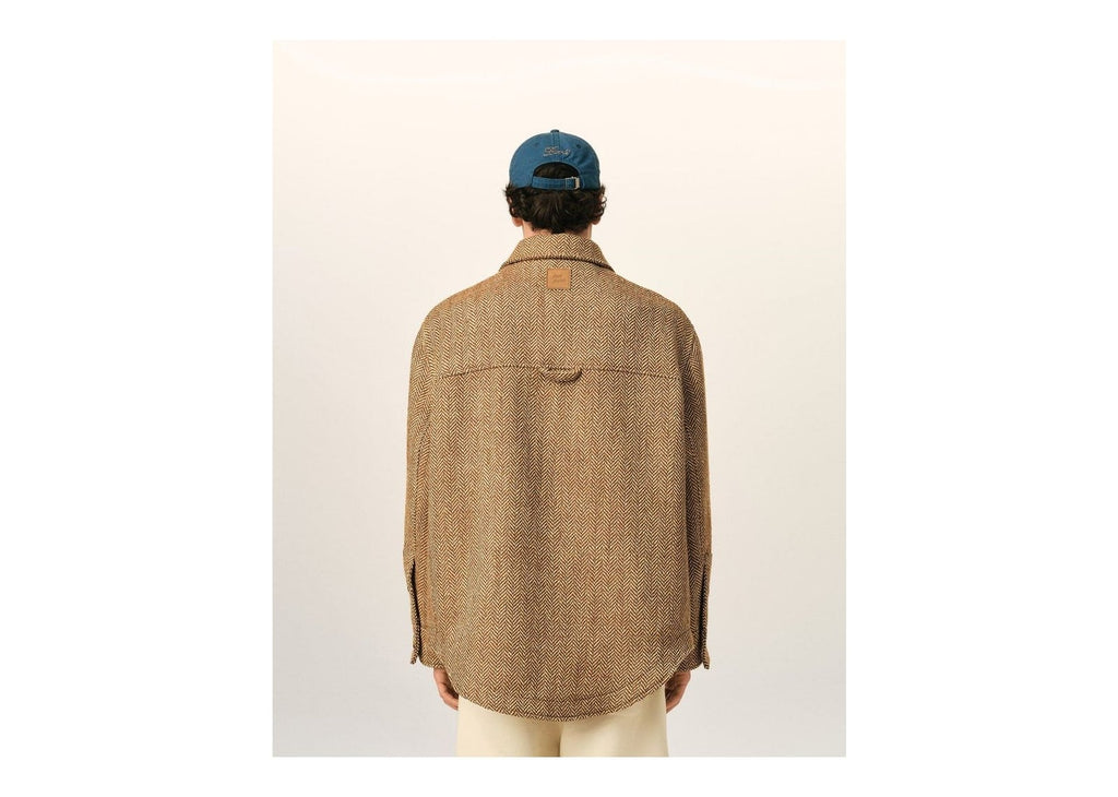 Ami Paris Wool Button-Down Jacket Chocolate Brown/Ivory