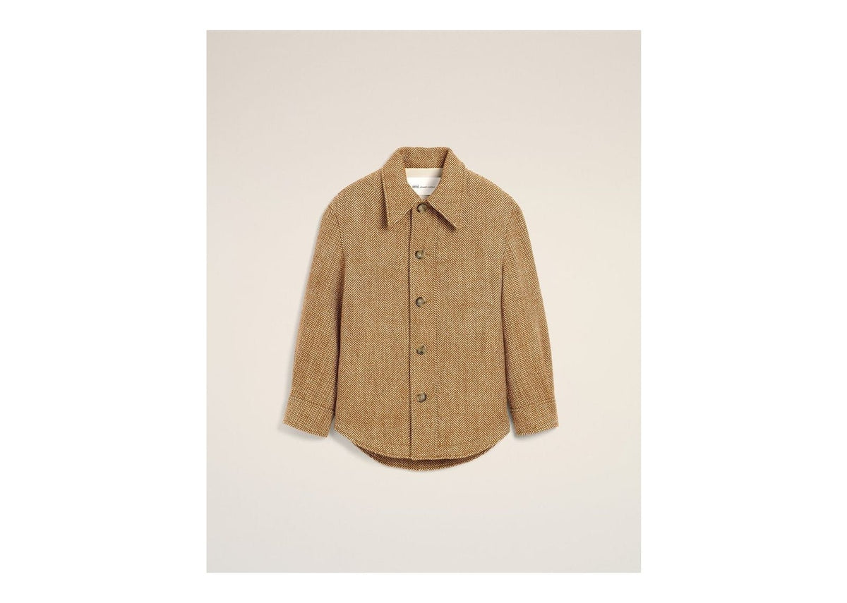 Ami Paris Wool Button-Down Jacket Chocolate Brown/Ivory