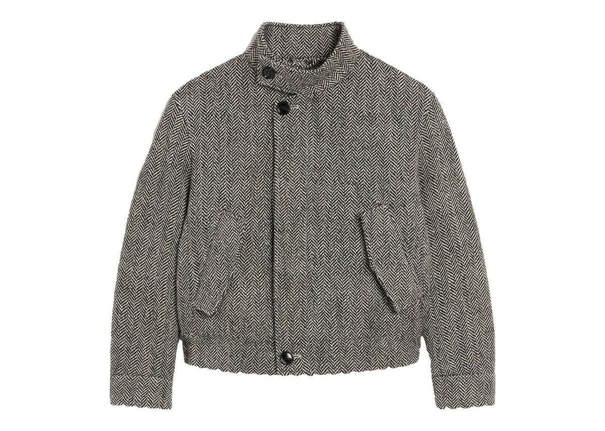 Ami Paris Wool Padded Harrington Jacket Black/Ivory