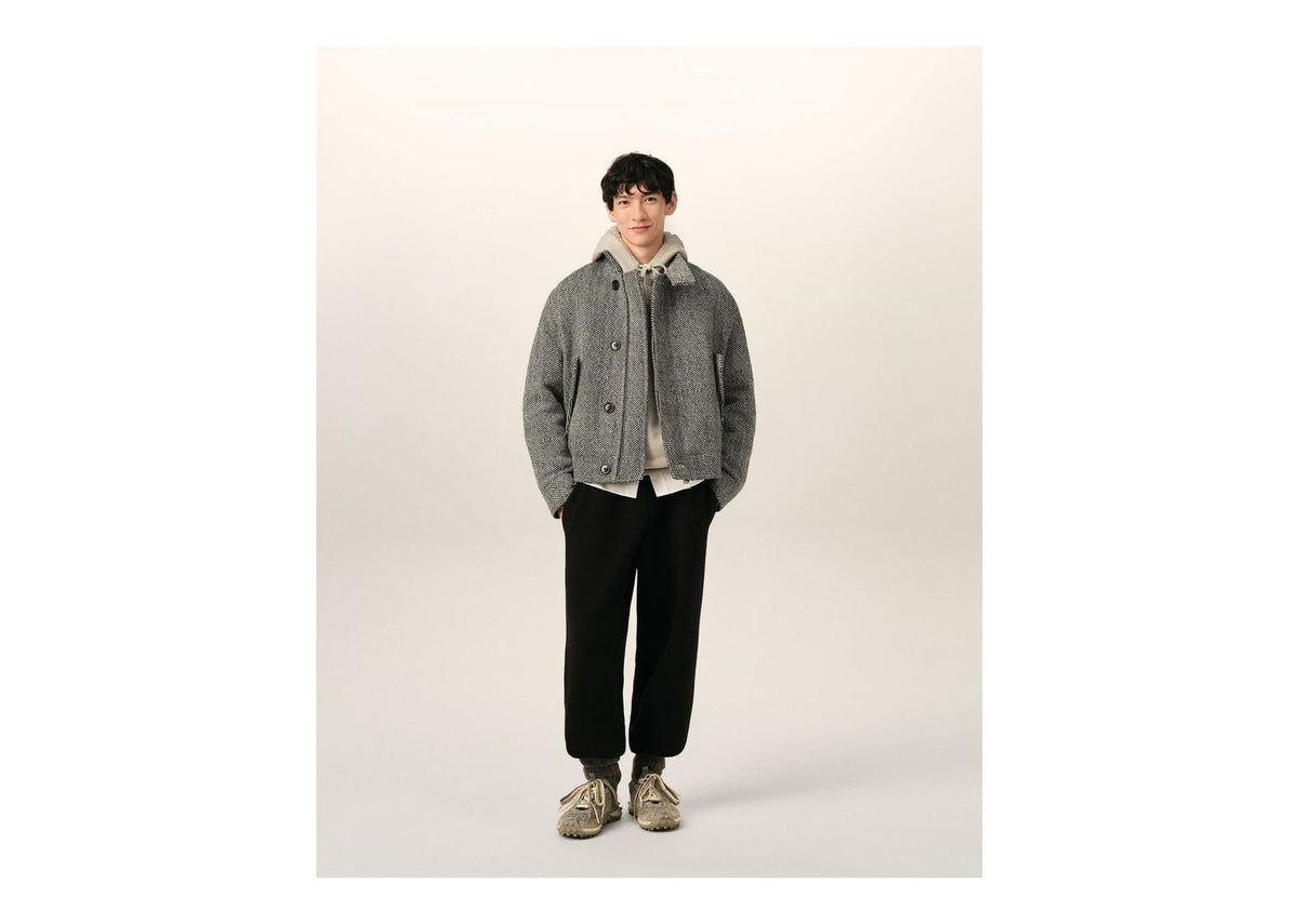 Ami Paris Wool Padded Harrington Jacket Black/Ivory