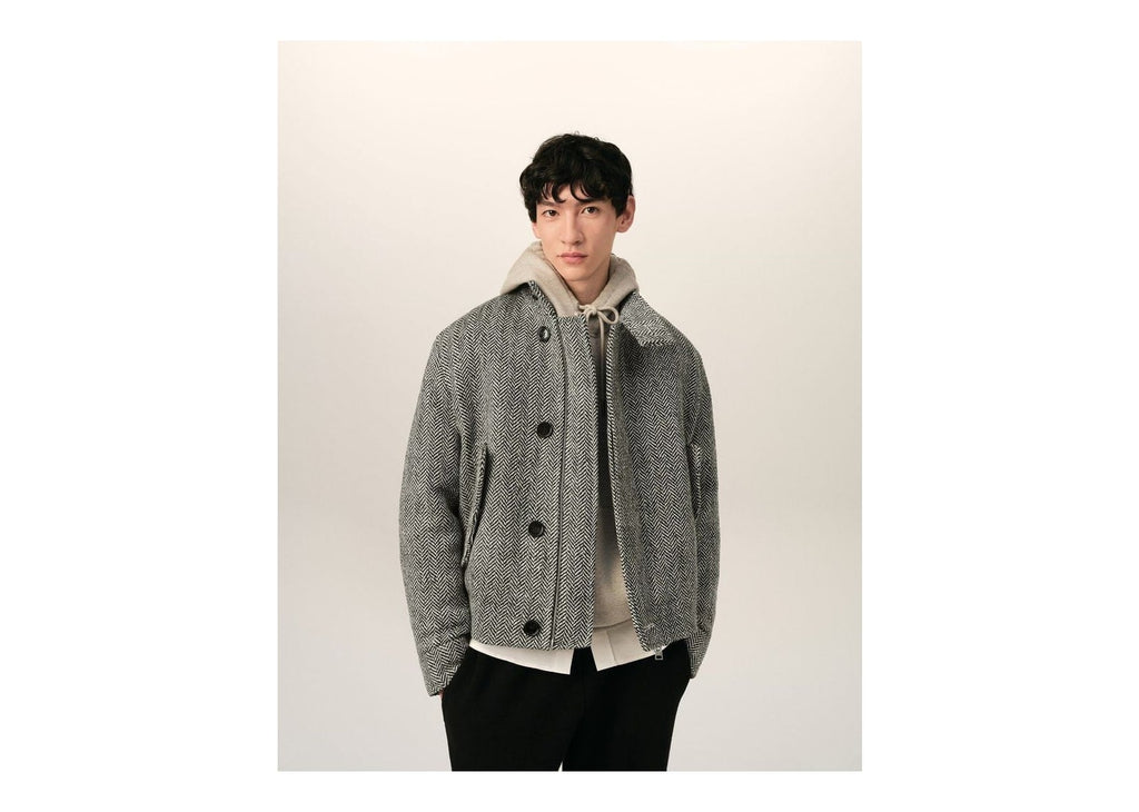 Ami Paris Wool Padded Harrington Jacket Black/Ivory