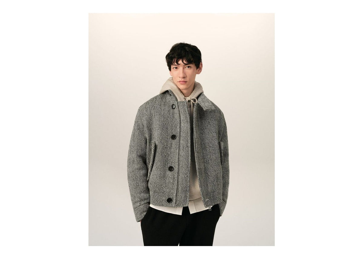 Ami Paris Wool Padded Harrington Jacket Black/Ivory