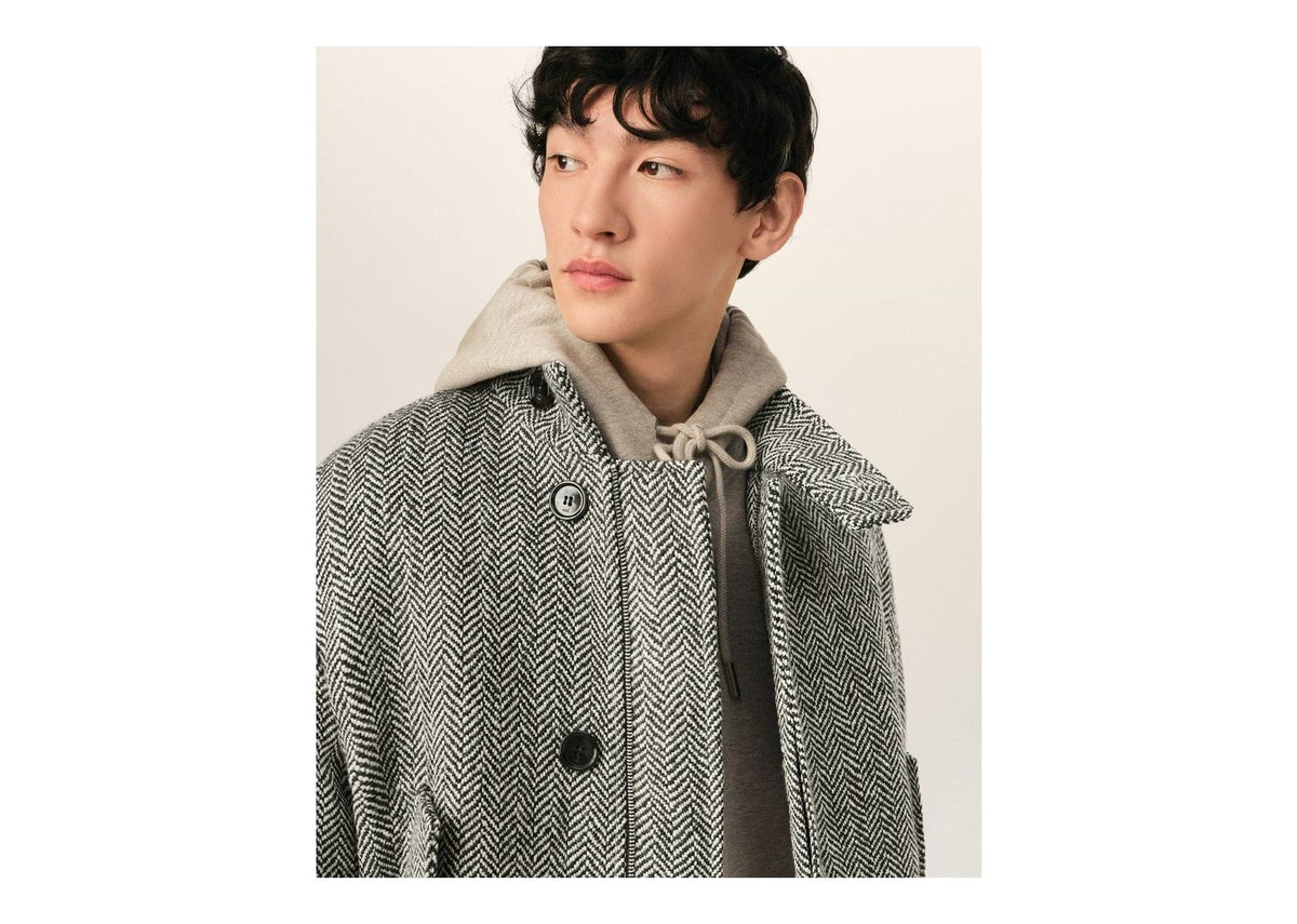Ami Paris Wool Padded Harrington Jacket Black/Ivory