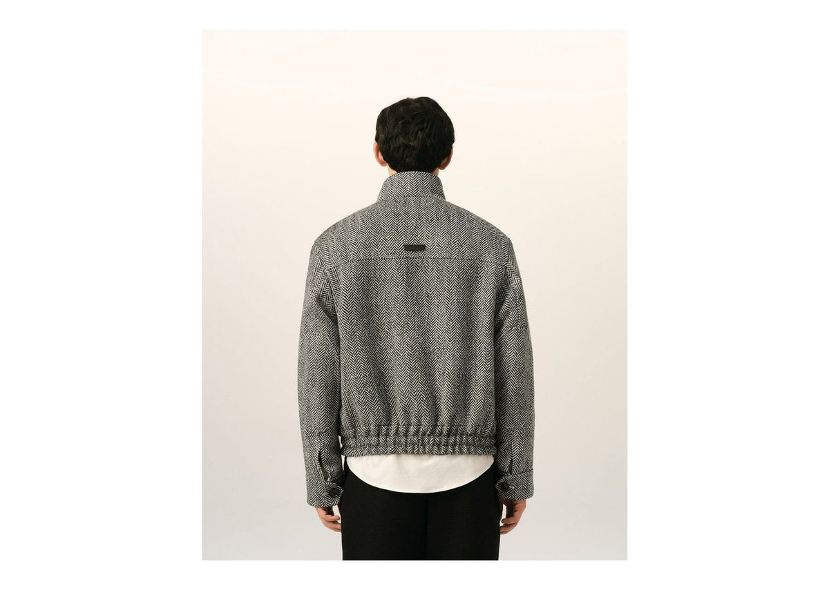 Ami Paris Wool Padded Harrington Jacket Black/Ivory