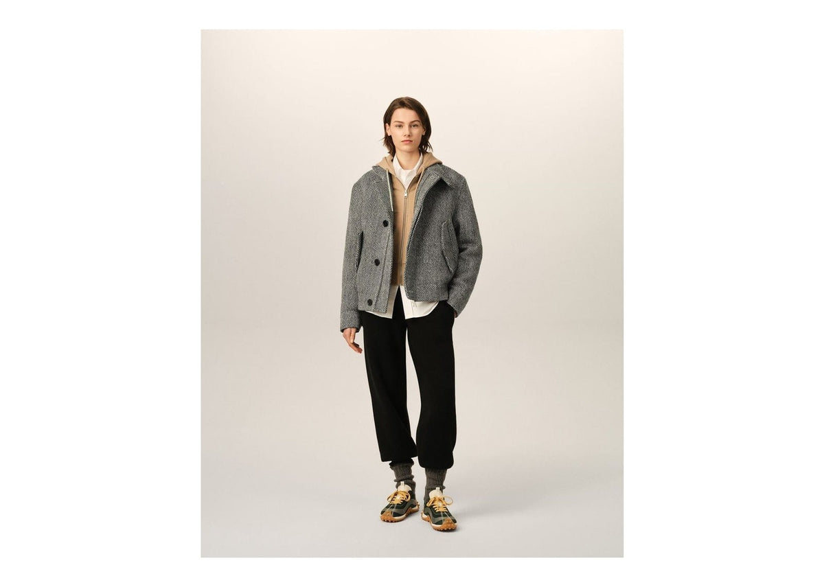 Ami Paris Wool Padded Harrington Jacket Black/Ivory