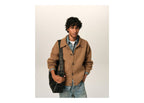 Ami Paris Wool Shirt Collar Cardigan Camel