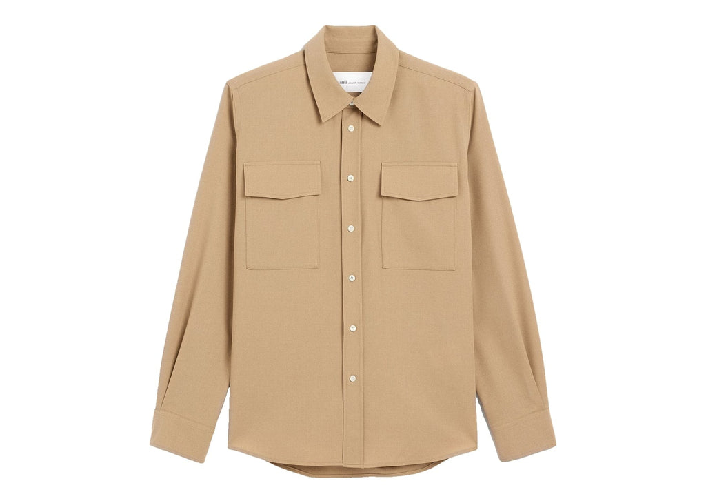 Ami Paris Wool Shirt Mastic Beige