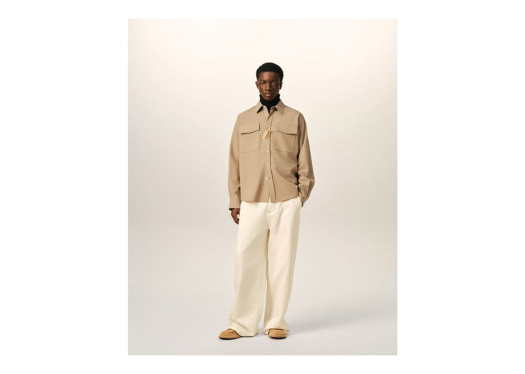 Ami Paris Wool Shirt Mastic Beige