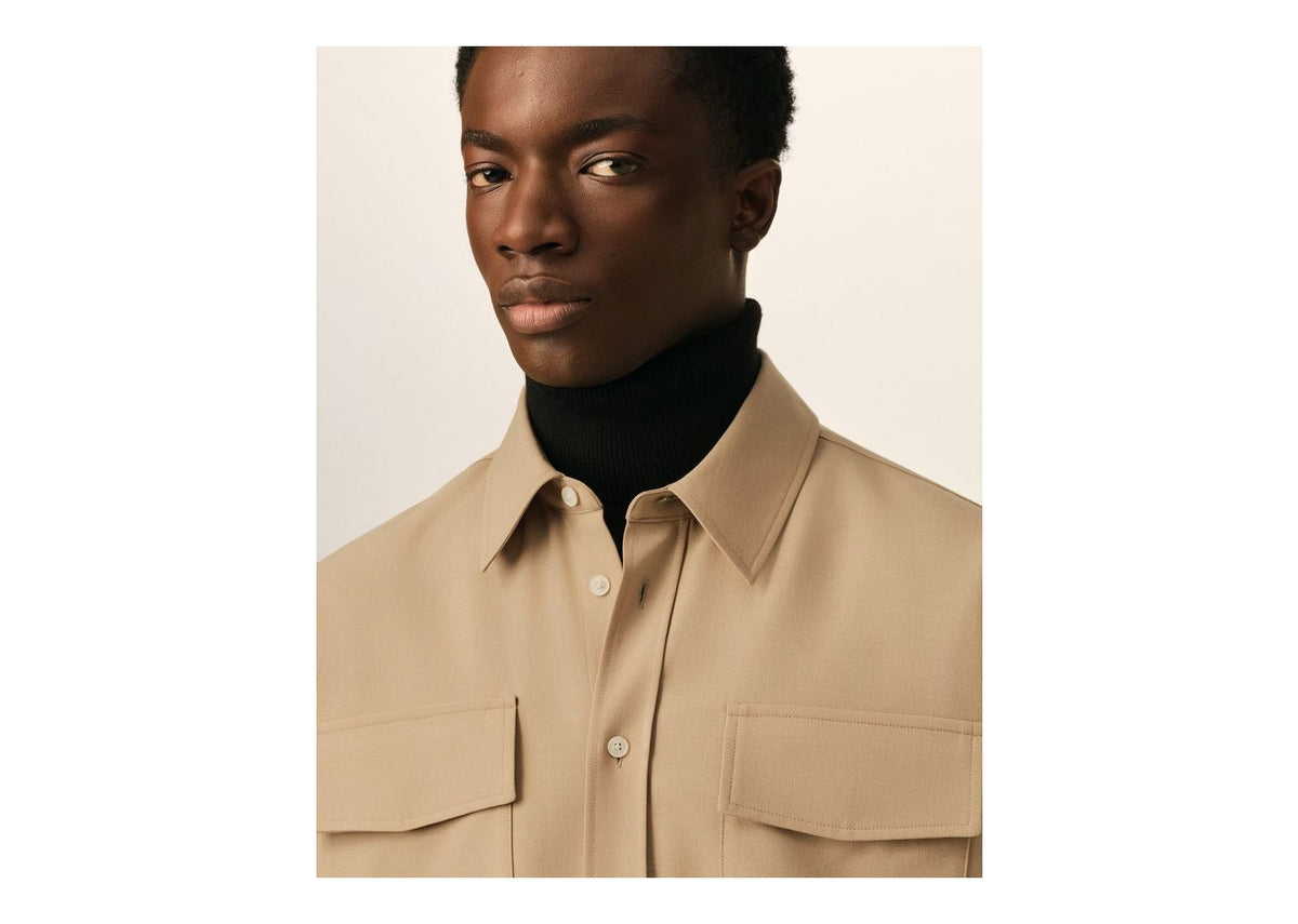Ami Paris Wool Shirt Mastic Beige