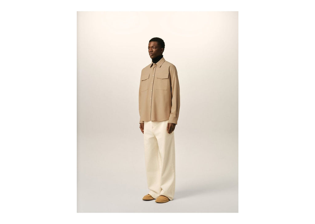 Ami Paris Wool Shirt Mastic Beige