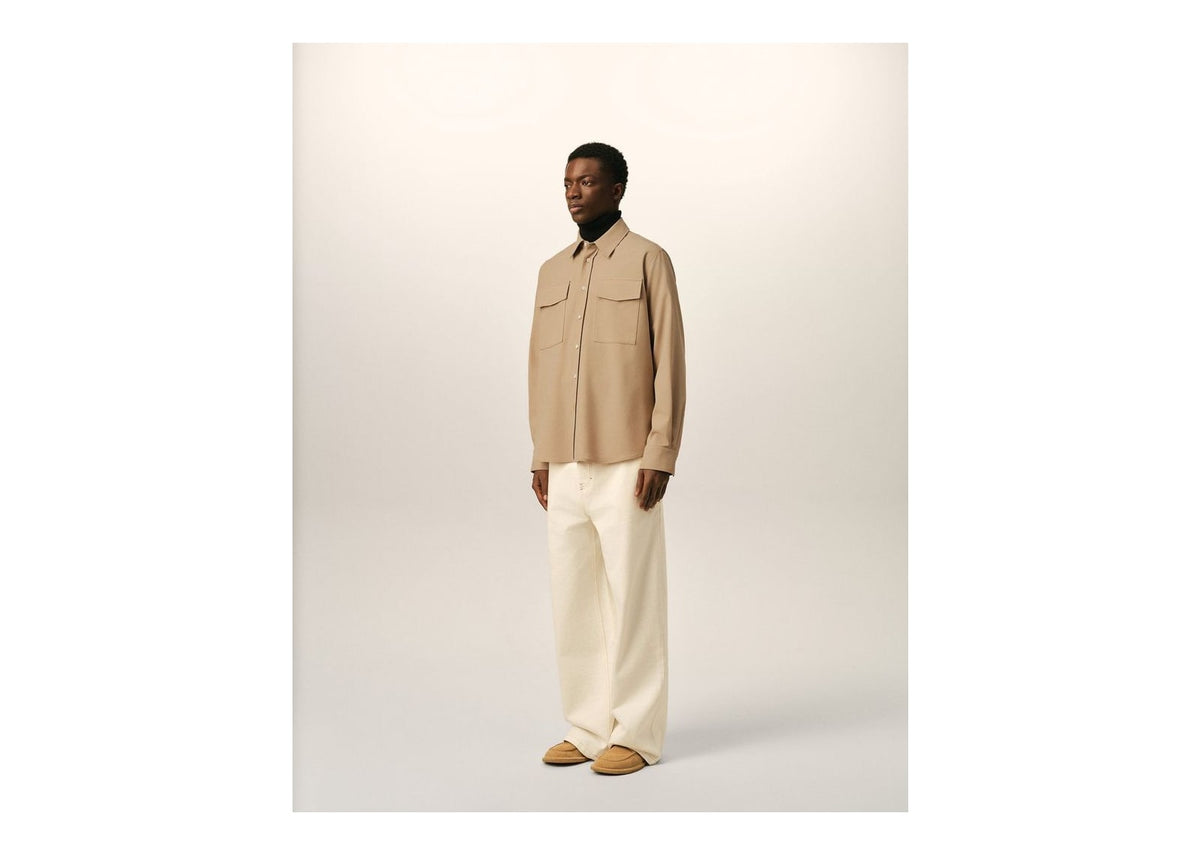 Ami Paris Wool Shirt Mastic Beige