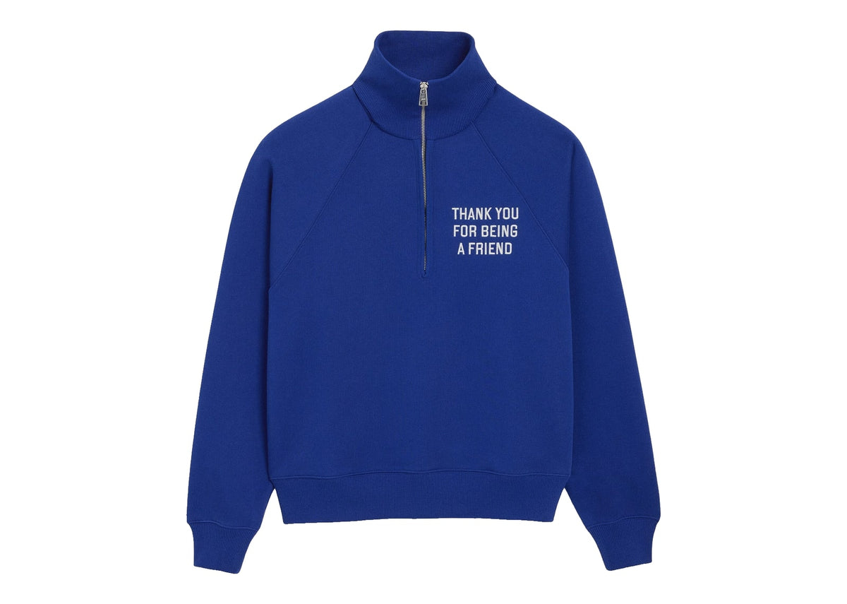 Ami Paris Zipped Cotton Thank You For Being A Friend Sweatshirt Royal Blue
