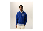 Ami Paris Zipped Cotton Thank You For Being A Friend Sweatshirt Royal Blue