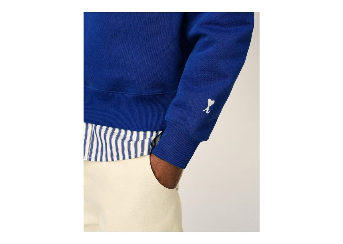 Ami Paris Zipped Cotton Thank You For Being A Friend Sweatshirt Royal Blue