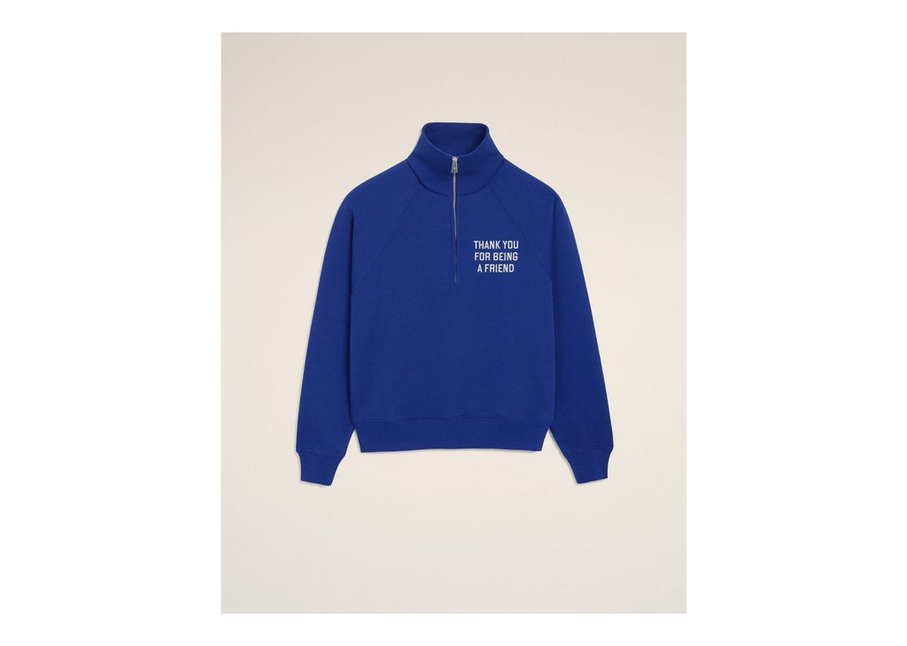 Ami Paris Zipped Cotton Thank You For Being A Friend Sweatshirt Royal Blue