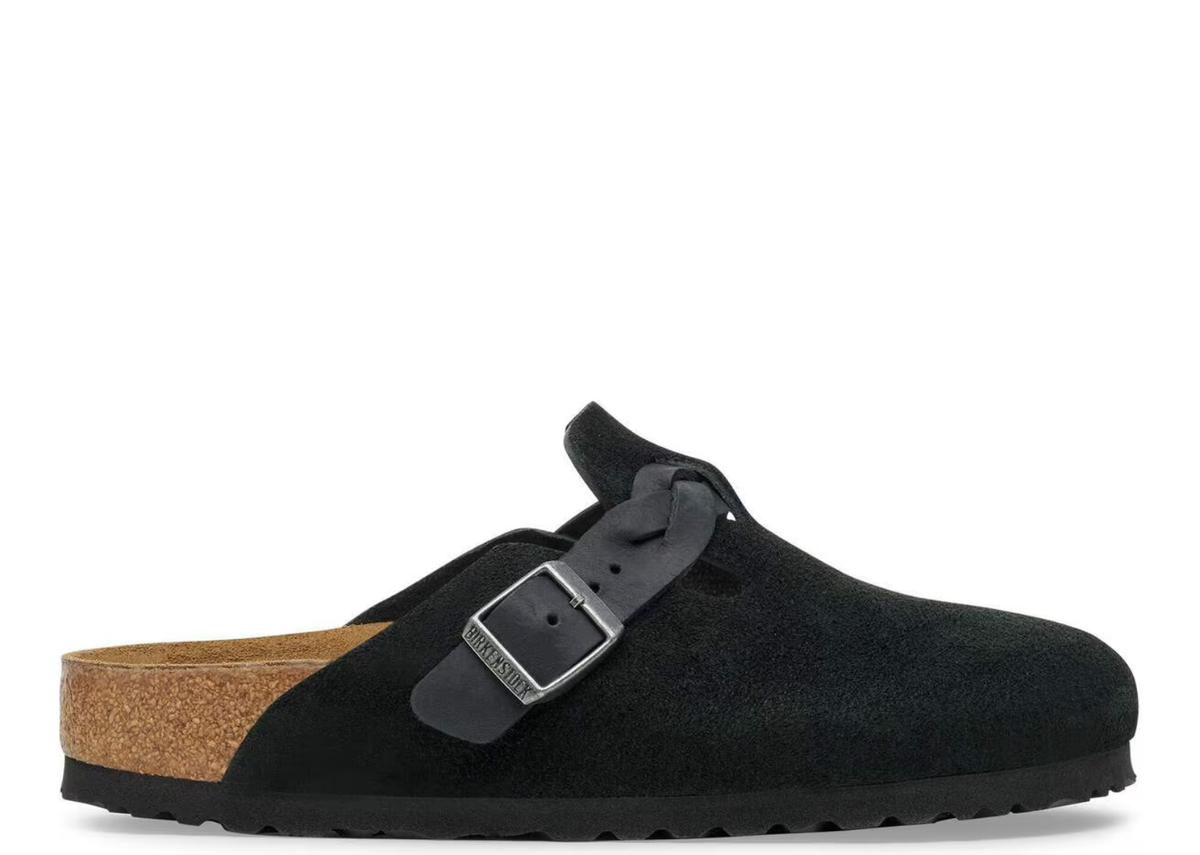 Birkenstock Boston Braided Suede Black