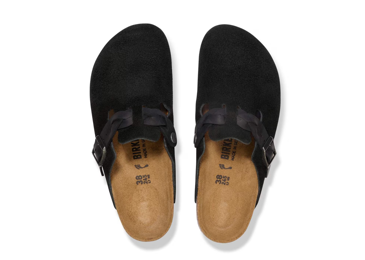 Birkenstock Boston Braided Suede Black