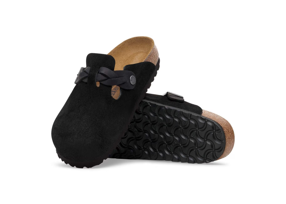 Birkenstock Boston Braided Suede Black
