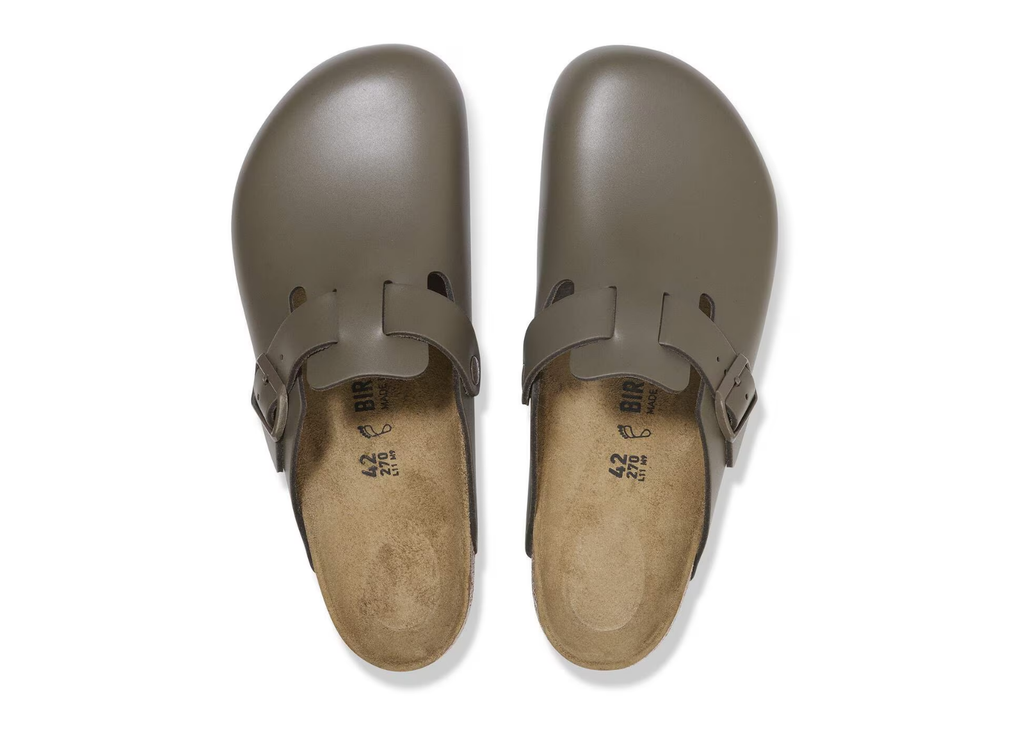 Birkenstock Boston Natural Leather Concrete Gray