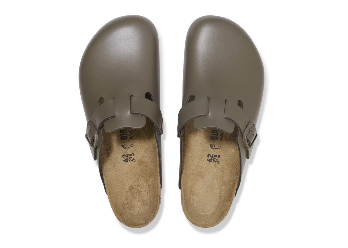 Birkenstock Boston Natural Leather Concrete Gray