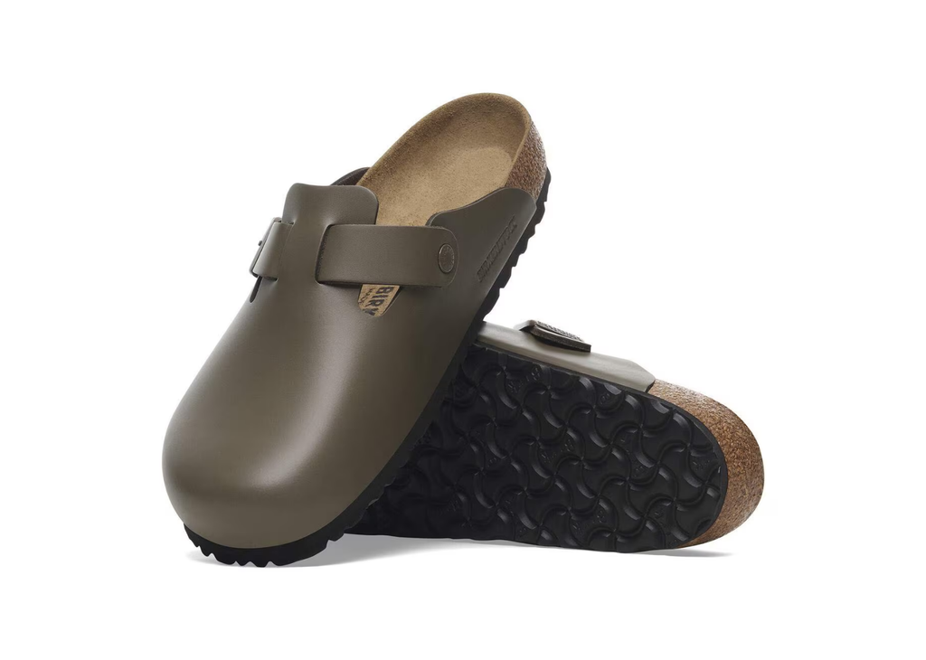 Birkenstock Boston Natural Leather Concrete Gray