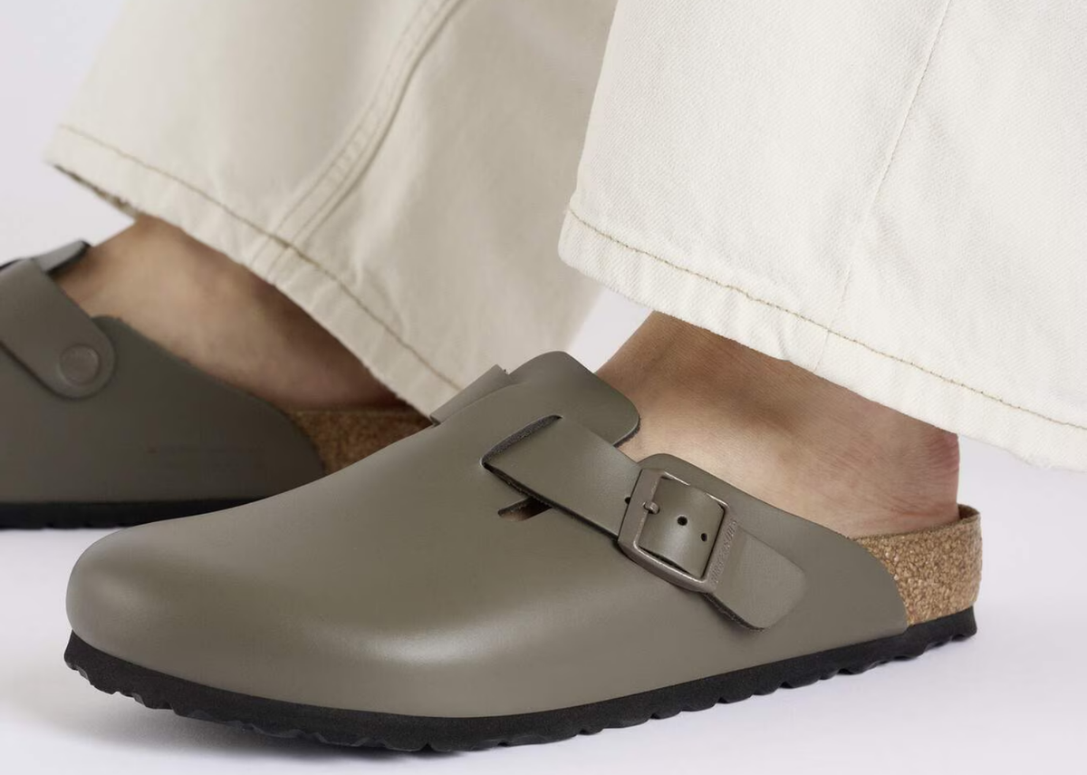 Birkenstock Boston Natural Leather Concrete Gray