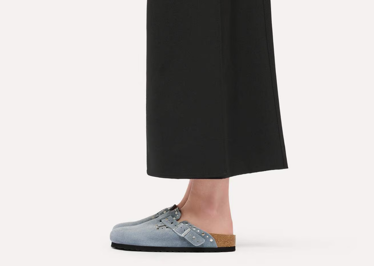 Birkenstock Boston Rivet Suede Stone Blue
