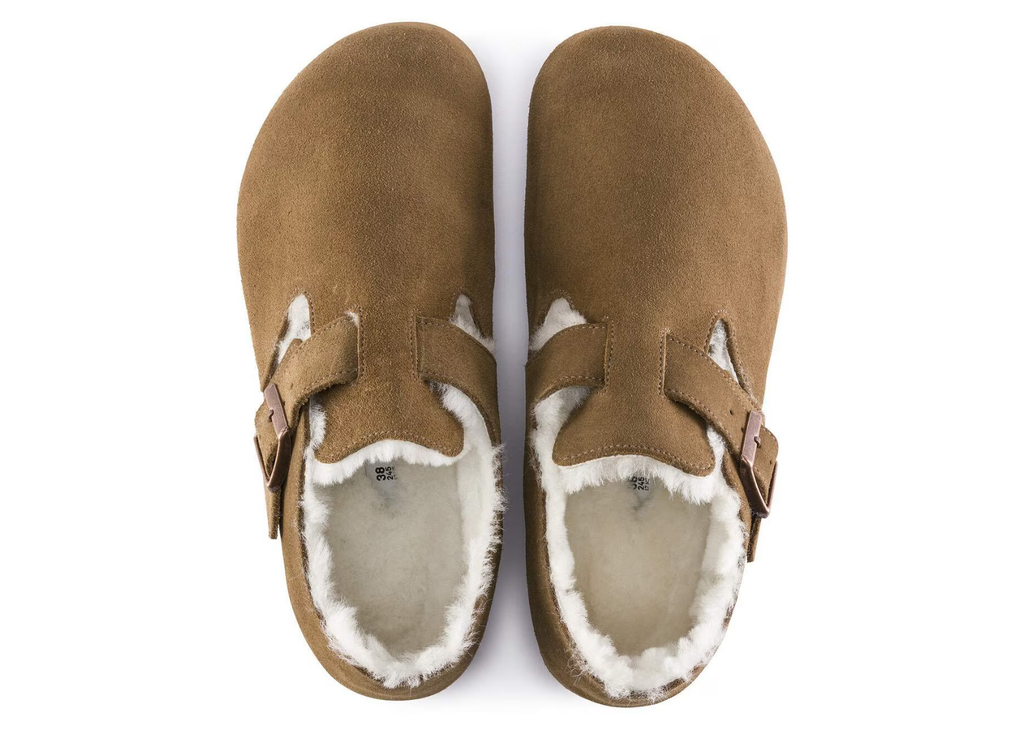 Birkenstock London Shearling Suede Dark Tea