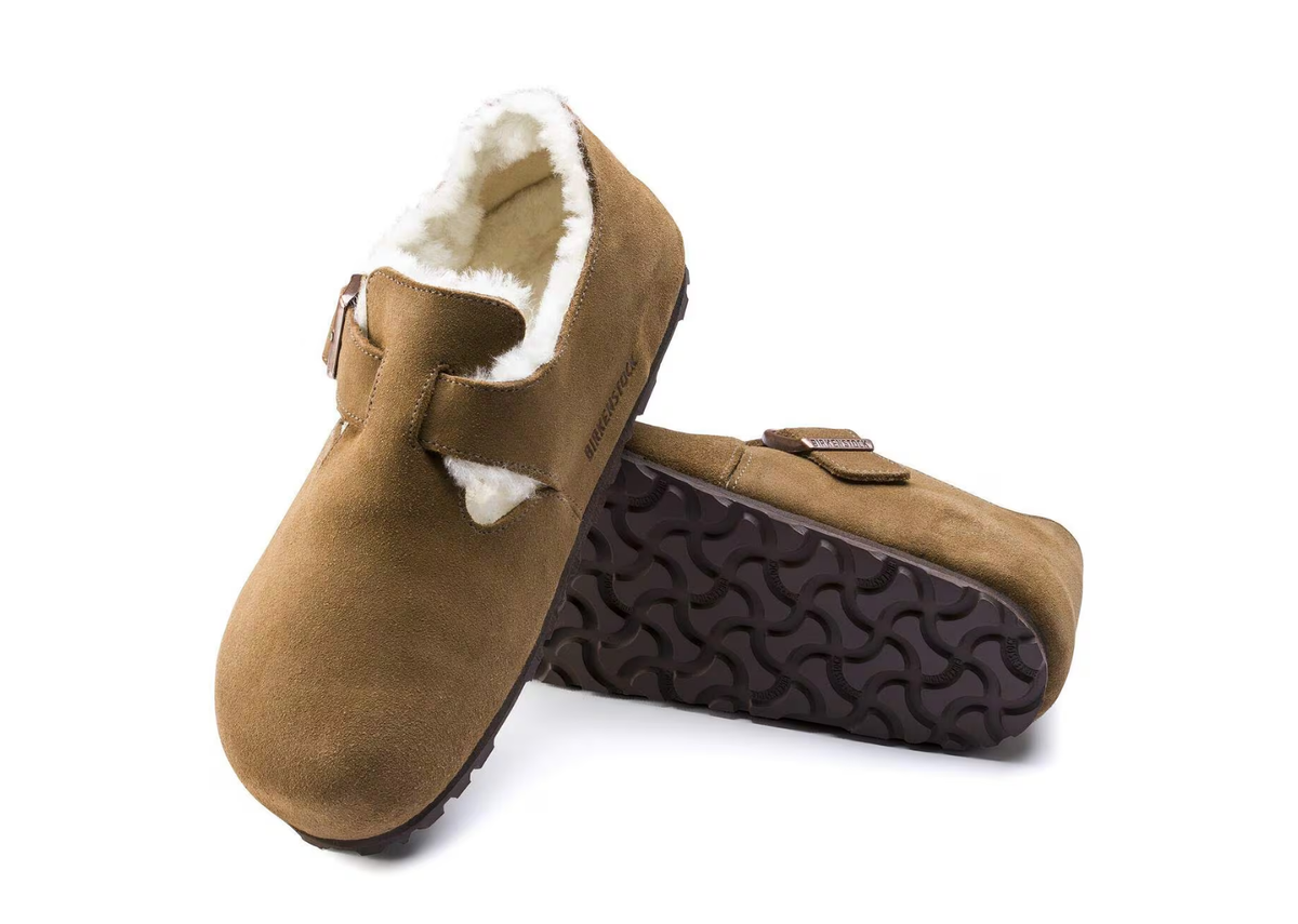 Birkenstock London Shearling Suede Dark Tea