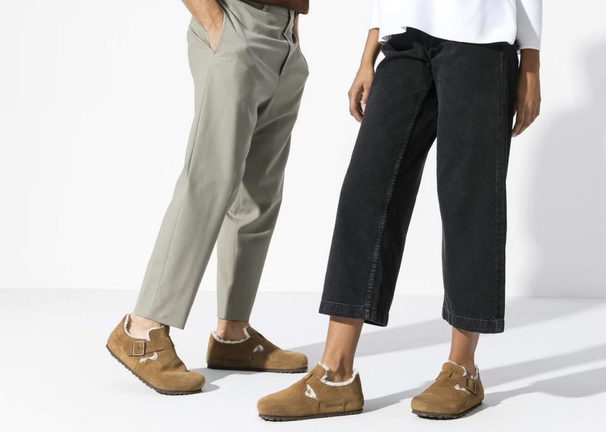 Birkenstock London Shearling Suede Dark Tea
