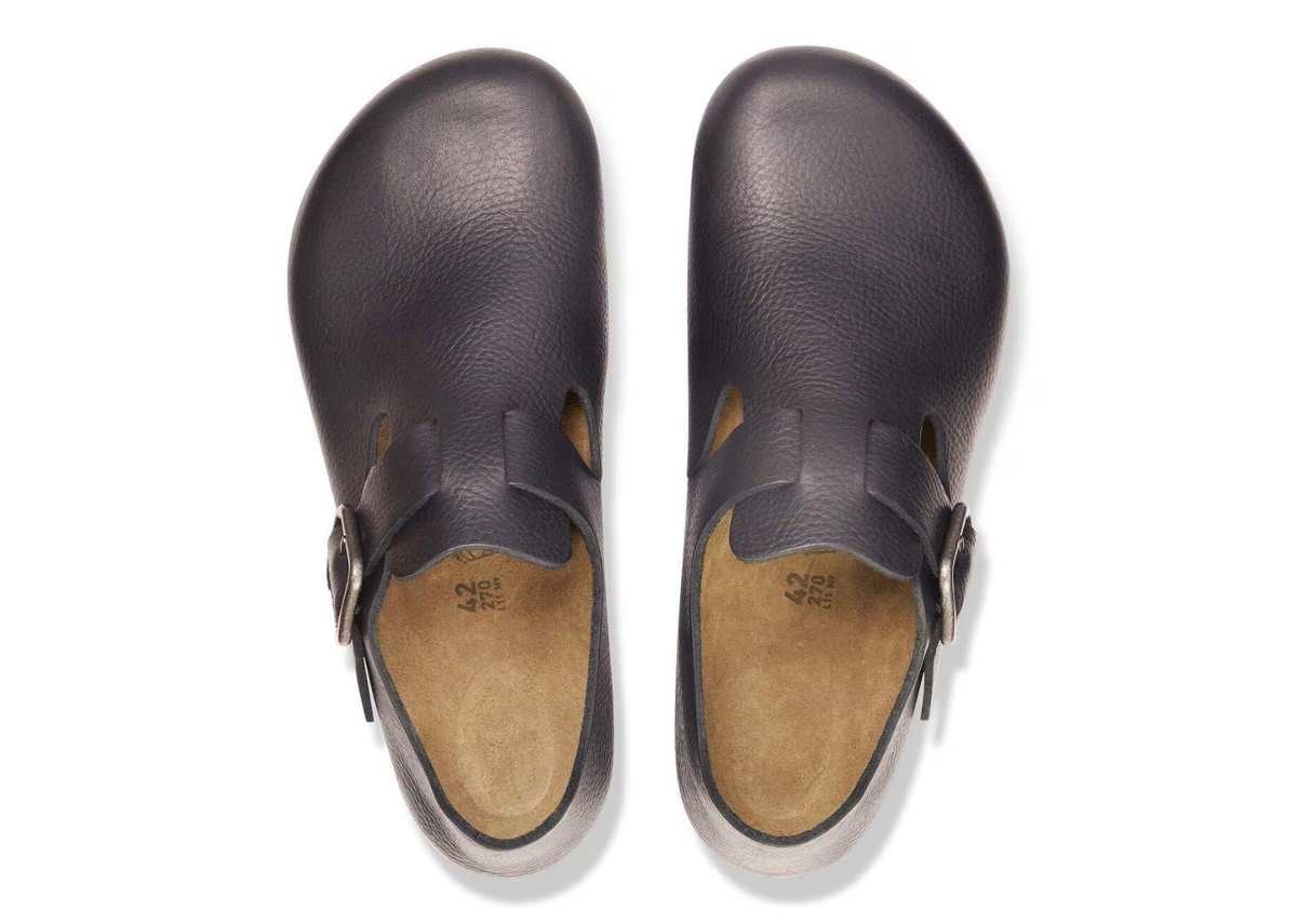 Birkenstock London Wire Buckle Natural Leather Vintage Wood Black