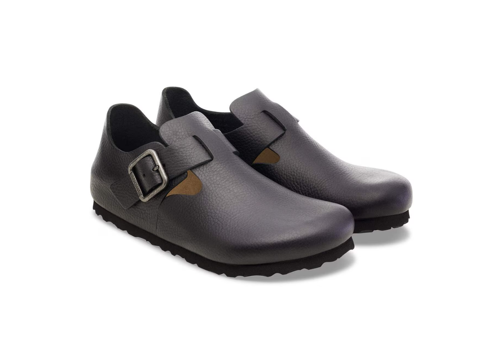 Birkenstock London Wire Buckle Natural Leather Vintage Wood Black