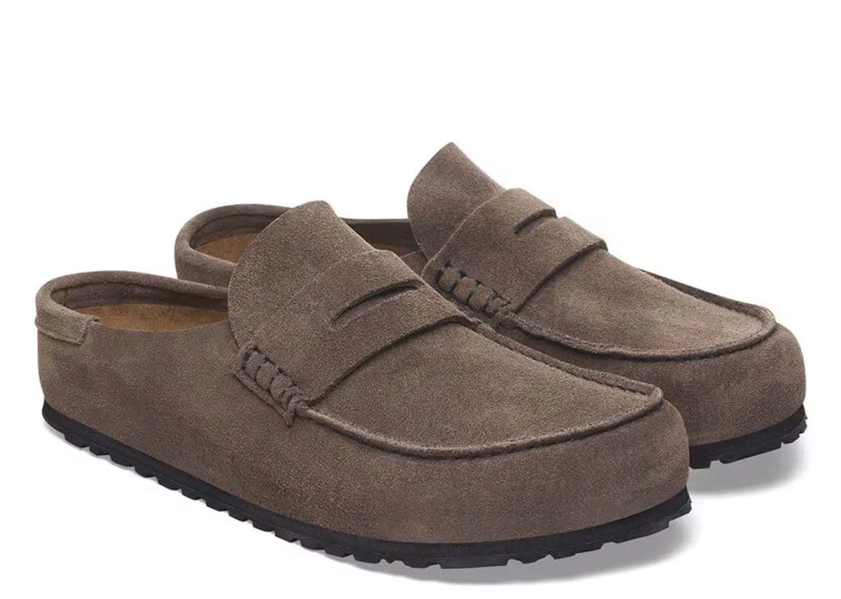 Birkenstock Naples Wrapped Suede Leather Concrete Grey