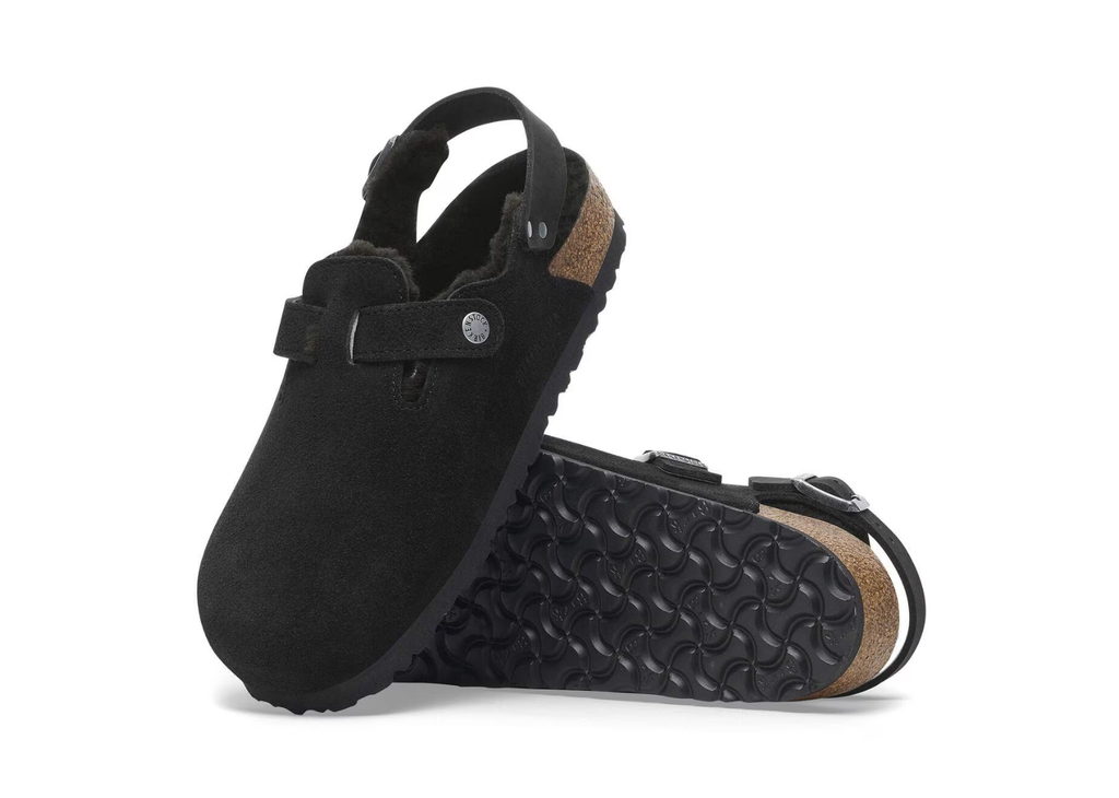 Birkenstock Tokio Shearling Suede Leather Black