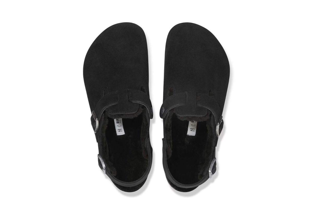 Birkenstock Tokio Shearling Suede Leather Black
