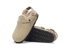Birkenstock Tokio Shearling Suede Leather Taupe