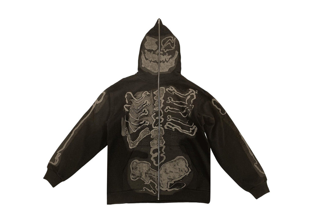 Cactus Jack by Travis Scott x Fragment Skeleton Graffiti Full Zip Hoodie Redux Brown