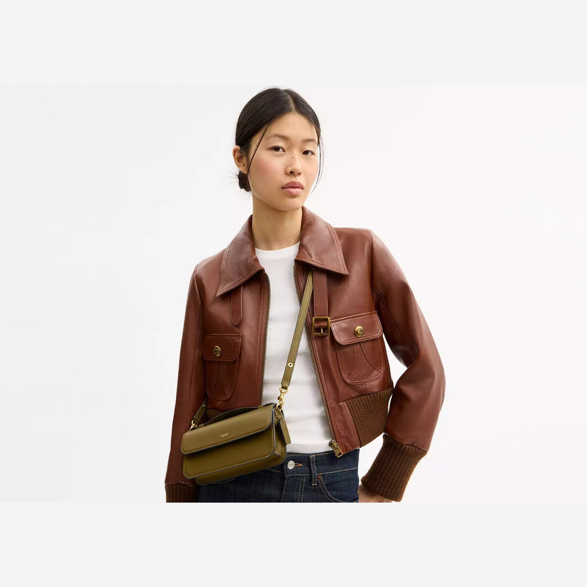 Coach Elora Top Handle Crossbody Bag Brass/Muted Olive