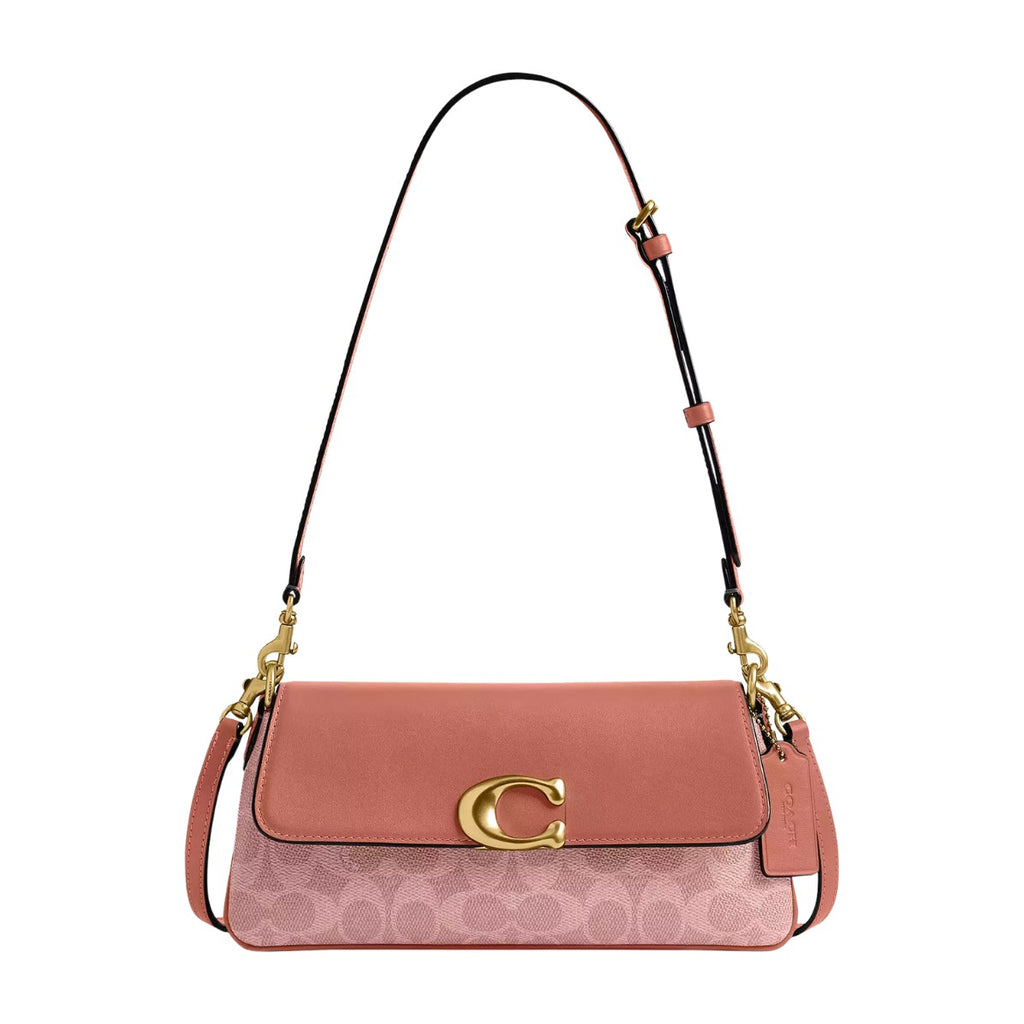 Coach Jet Shoulder Bag In Signature Canvas Brass/Khaki Saddle
