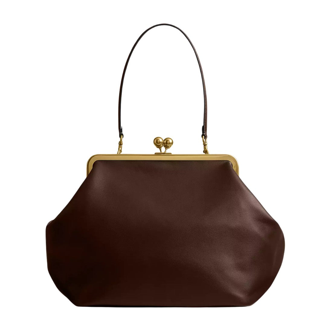 Coach Large Kisslock Frame Bag Brass/Dark Brown