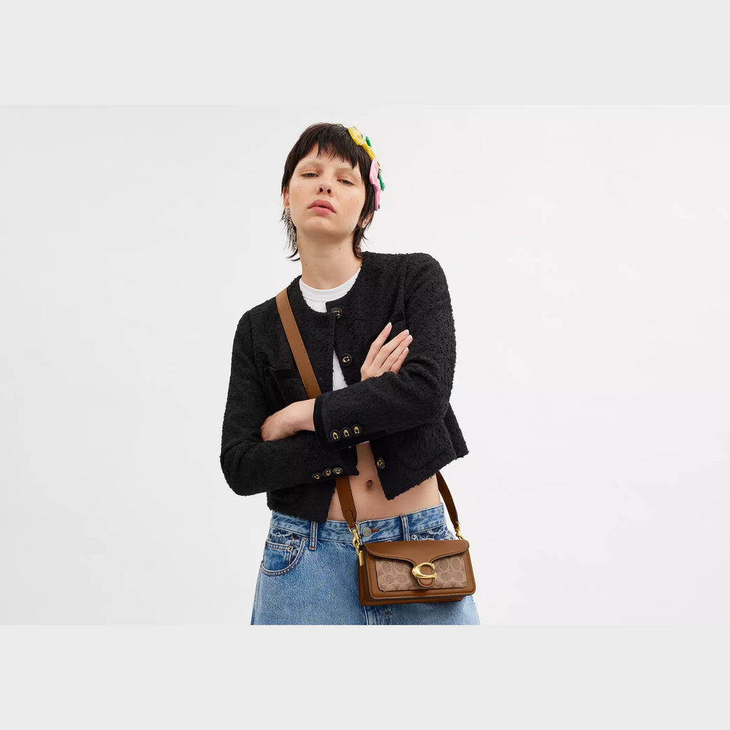 Coach Tabby Shoulder Bag 20 In Signature Canvas Brass/Tan Brown