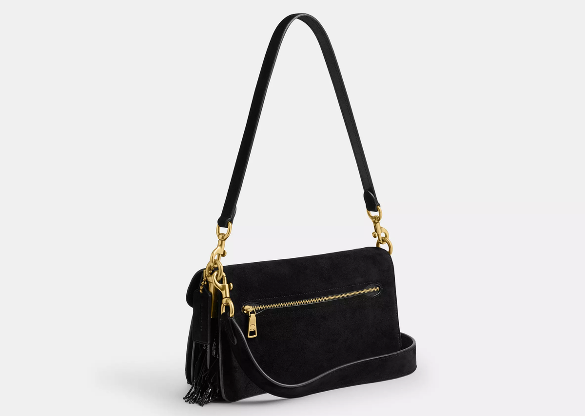 Coach Tabby Shoulder Bag 26 With Crystal Beaded Fringe Brass/Black