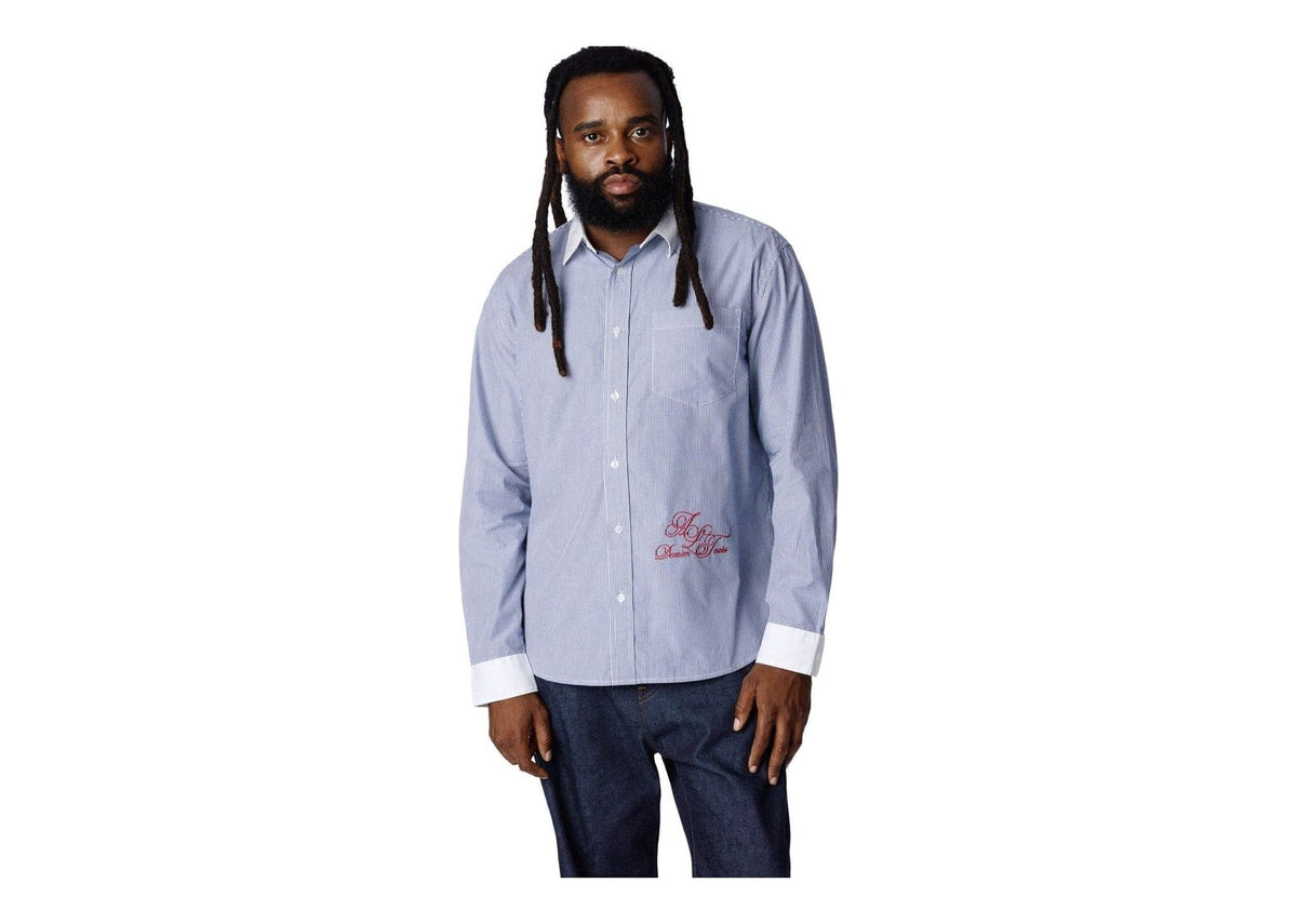Denim Tears André Leon Talley Two-Tone Button-Up Shirt Blue