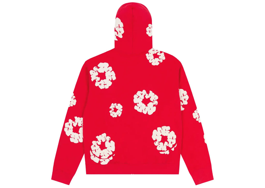 Denim Tears Cotton Wreath Zip Hoodie Red
