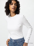 UNIQLO Unisex Soft Ribbed T-Shirt (Long Sleeve) - 00 WHITE