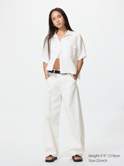 UNIQLO Unisex Baggy Curve Jeans - 00 WHITE