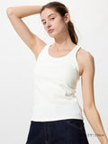 UNIQLO Women's Racer Back Bra Top (Ribbed) - 00 WHITE