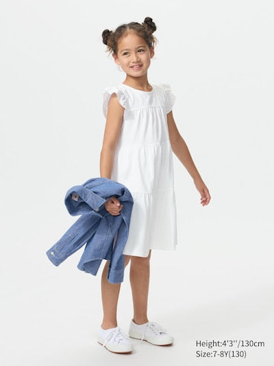 UNIQLO Kids' Combination Dress (Short Sleeve) - 00 WHITE