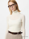 UNIQLO Women's 100% Merino Ribbed Turtleneck Jumper - 01 OFF WHITE